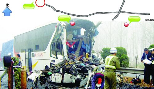 济南青岛高速路17辆车雾中连环撞2人死亡(图)